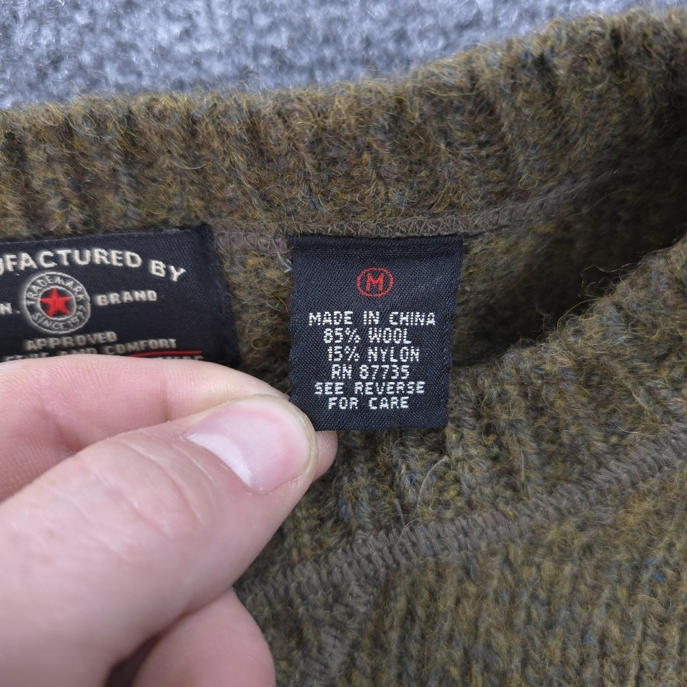 Vintage American Eagle Sweater Mens Medium Green Wool Crew Neck Knit 90s‎ Y2K - Picture 3 of 10
